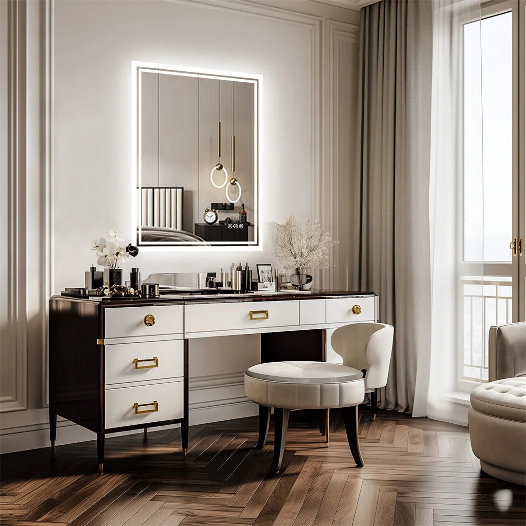 LUVODICRI LED Backlit Frameless Bathroom Mirror Defogger