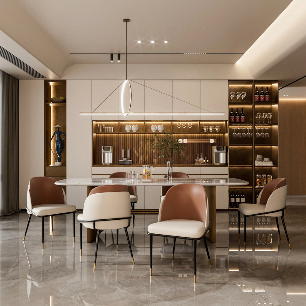 Modern Upholstered Dining Chairs Microfiber Leather Set of 2