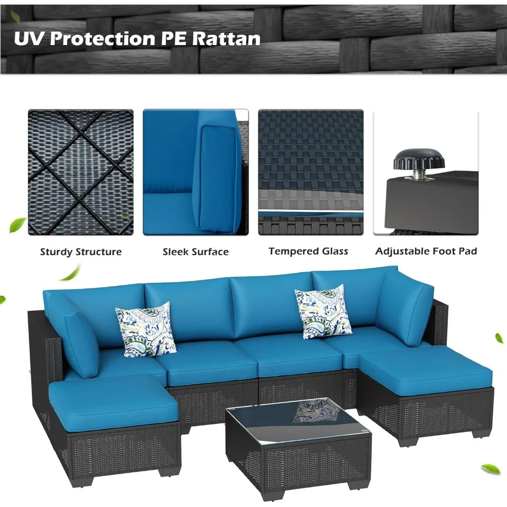 U-MAX 7 Piece Outdoor Patio Furniture Set Rattan Wicker