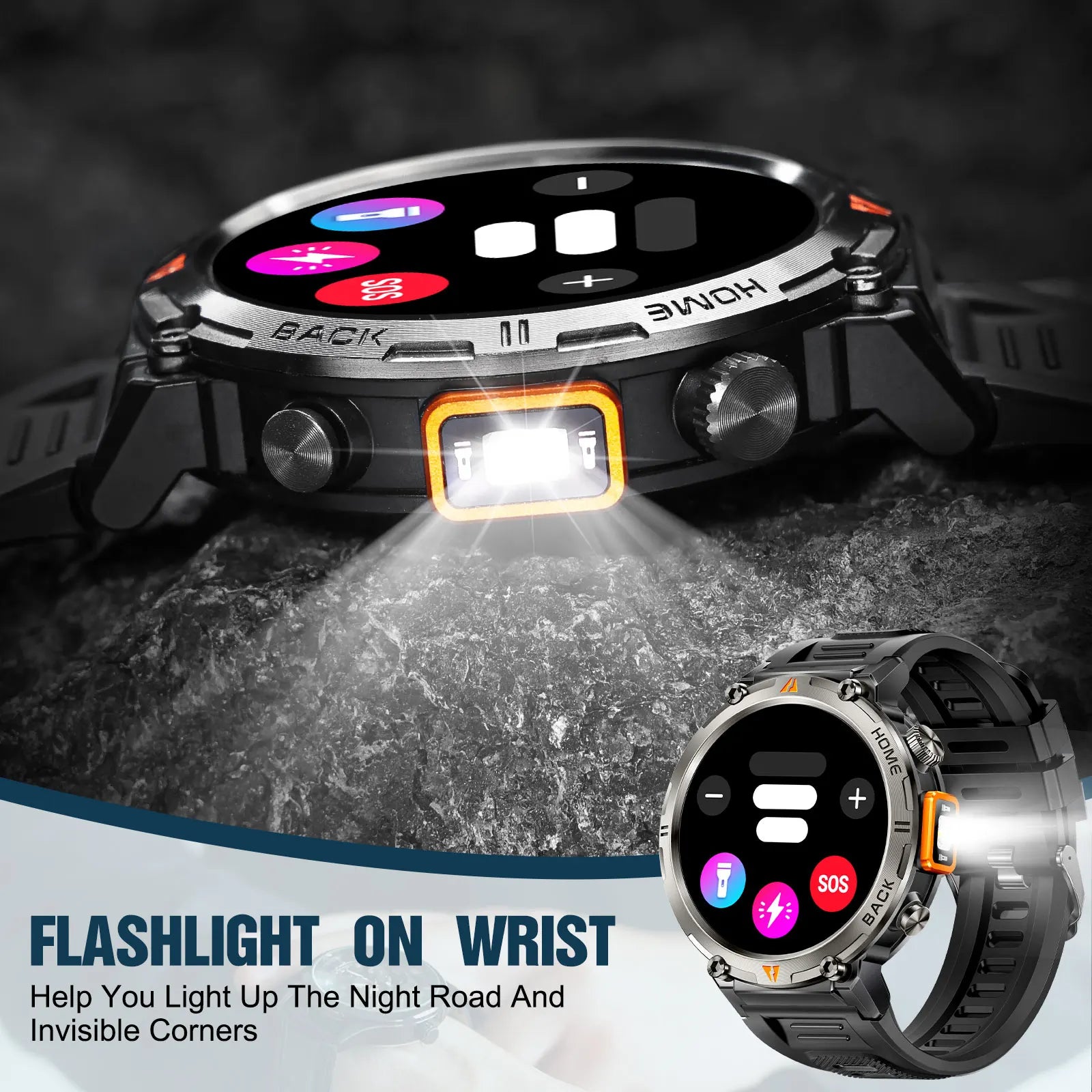 EIGIIS KE3 Smartwatch For Men With Health Monitor And Flashlight