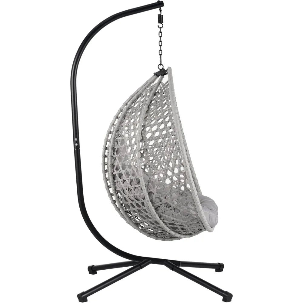 DOONELITH Egg Chair With Stand Outdoor Patio Wicker Swing