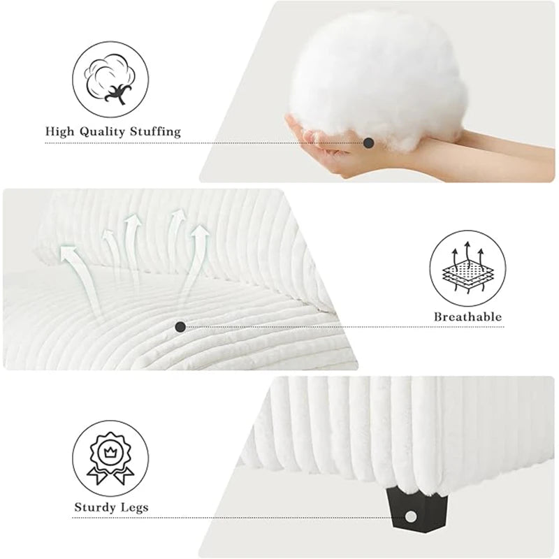 118'' Comfy Plush Fabric Sectional Sofa Couch Modula U-shape Upholstered Couch 3 Seats with 2 Ottomans for Living Room Sofa Set