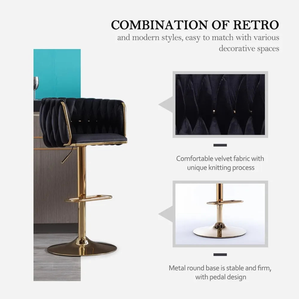 DAFIFY Velvet Swivel Bar Stools Set 4 Adjustable Counter