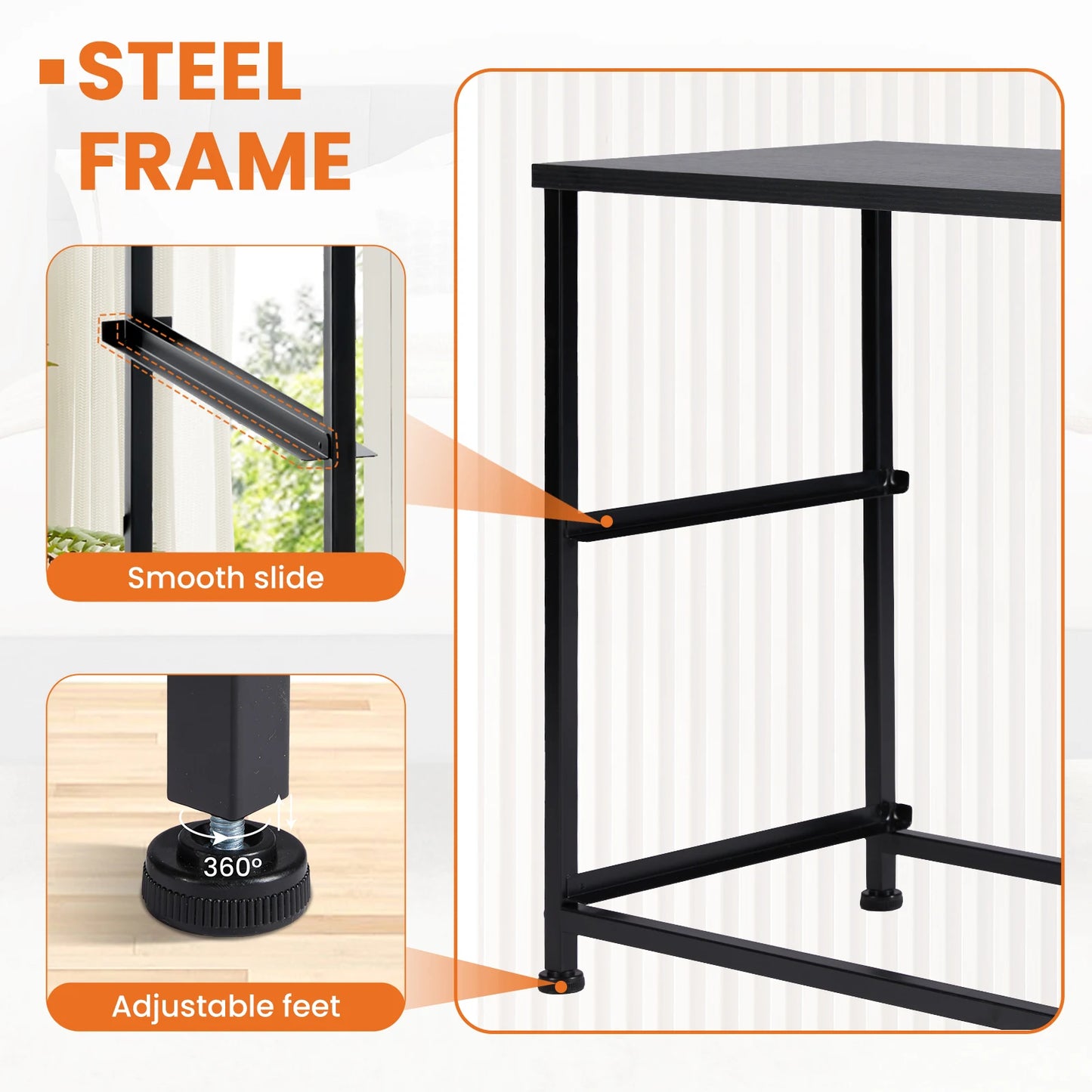 JHK Nightstand Bedside Table With Drawer Storage Two Fabric Drawers