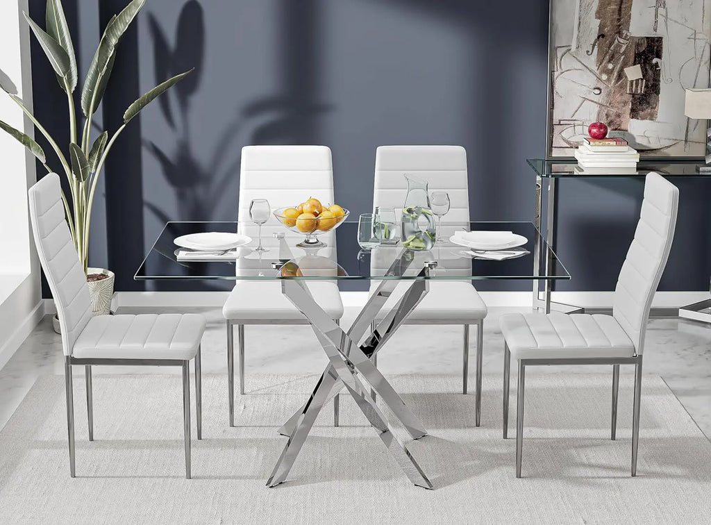 XMSJ 5 Piece Glass Dining Table Set For 4 With Chairs