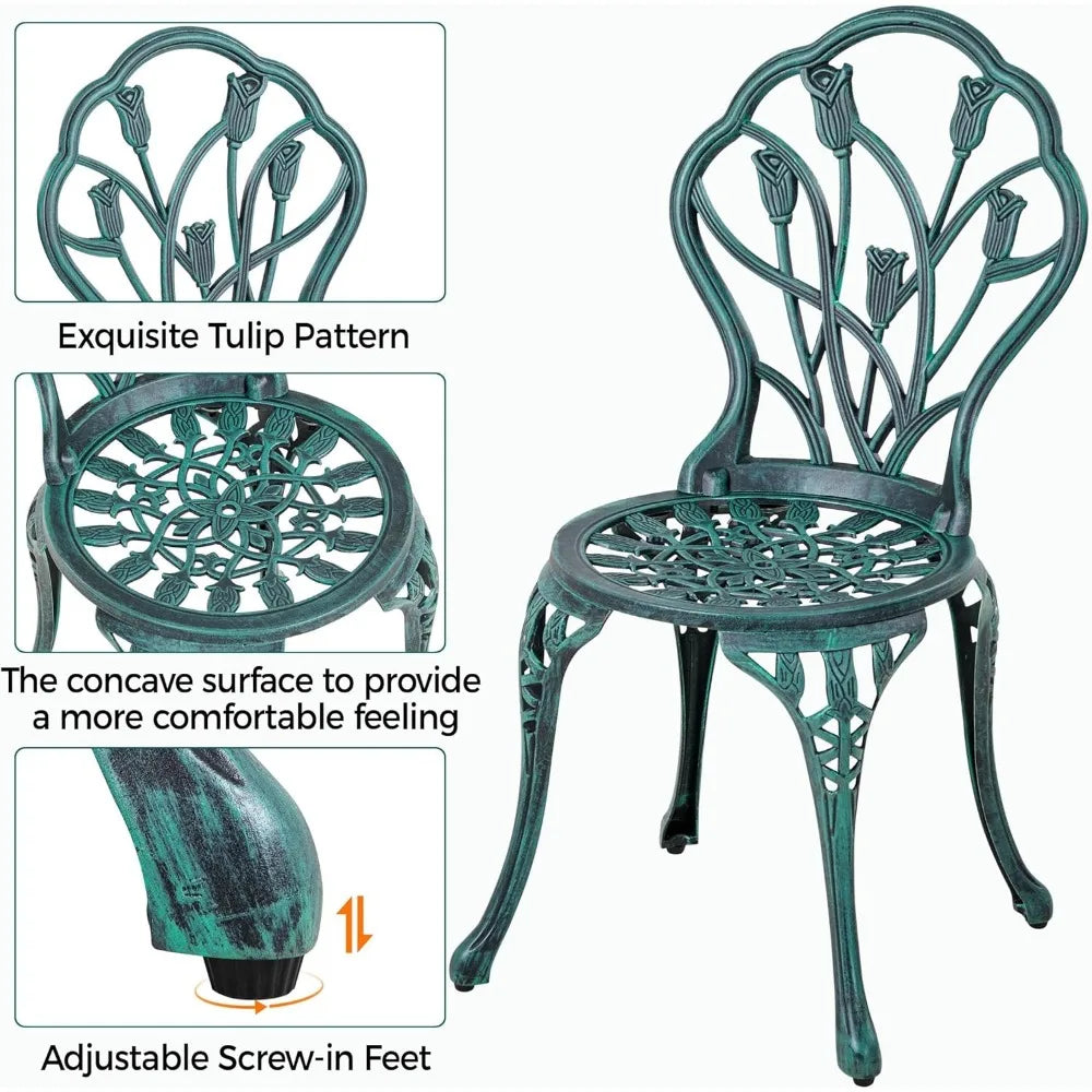 Yaheetech 3 Piece Cast Aluminum Patio Bistro Set Includes Table
