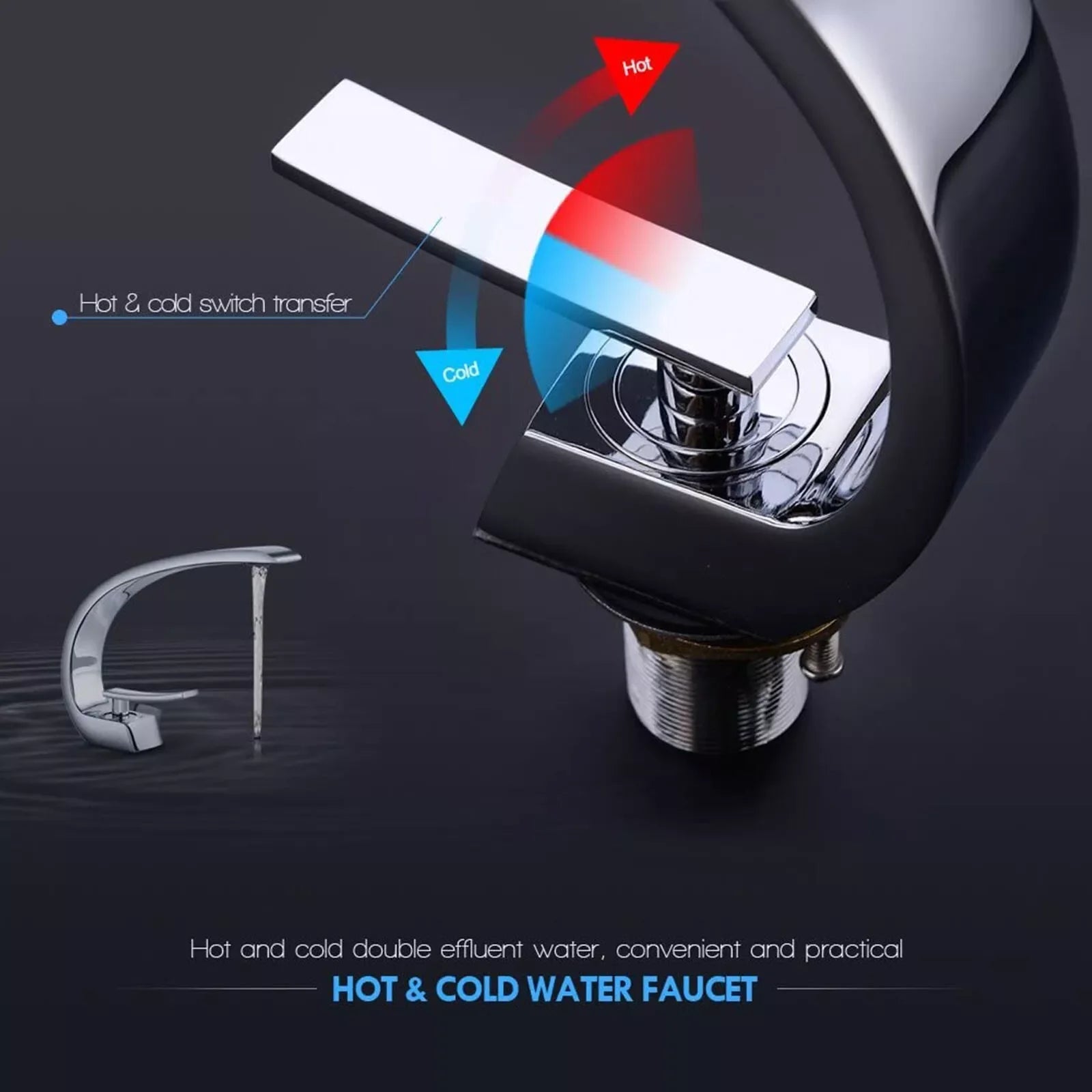 MYQualife Chrome Basin Faucet Deck Mounted Hot Cold Single Handle