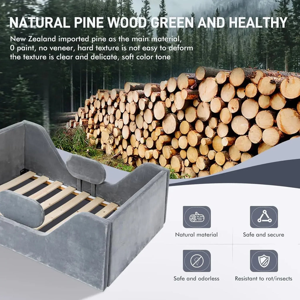 Customizable Toddler Bed for Kids Standard Crib with Certified Fabric