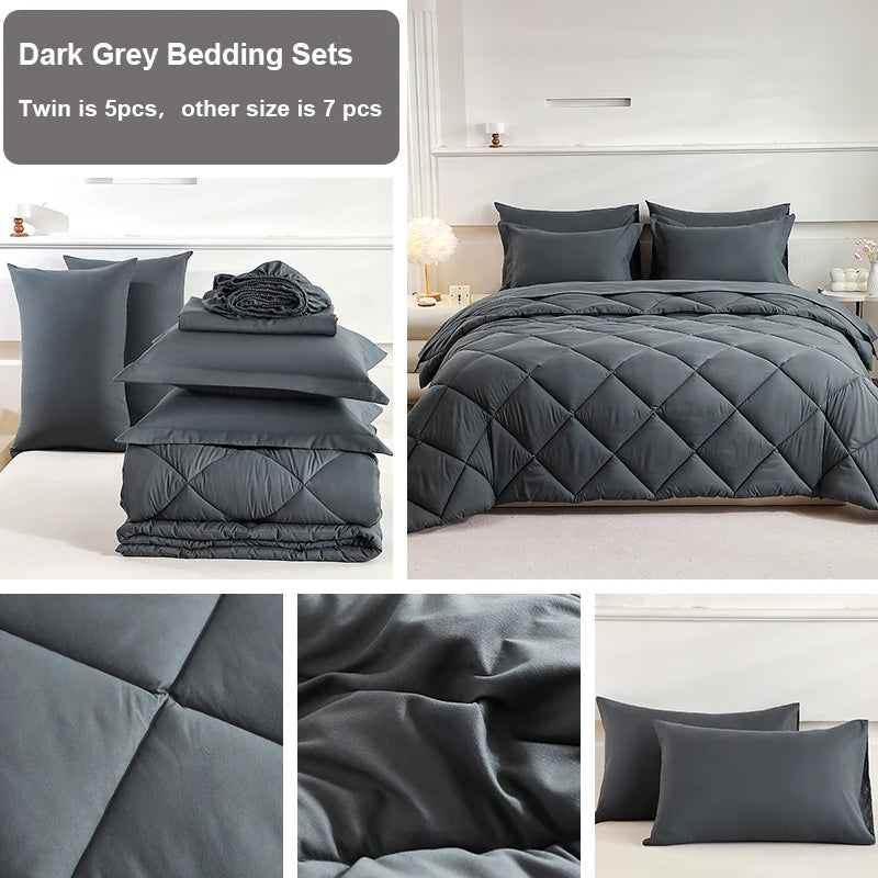 EasYum 7-Piece Solid Comforter Set