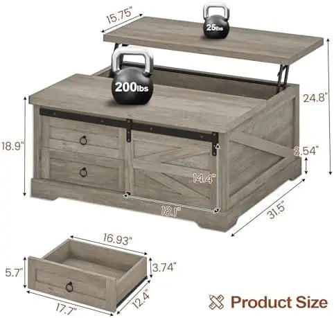 Lift Top Coffee Table With Storage Farmhouse Style