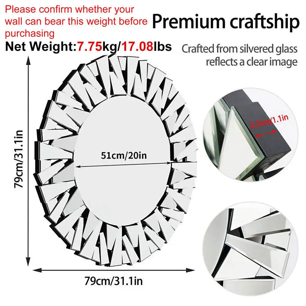 Borwart Round Wall Mirror With Beveled Frame Venetian Style