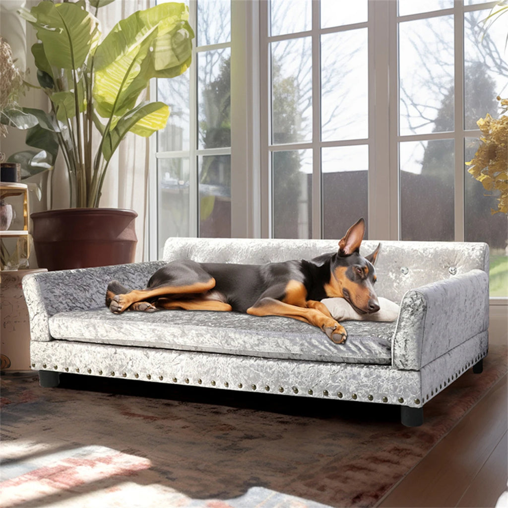BORWARTCN Heavy Duty Pet Sofa Raised Dog Bed Removable Cover