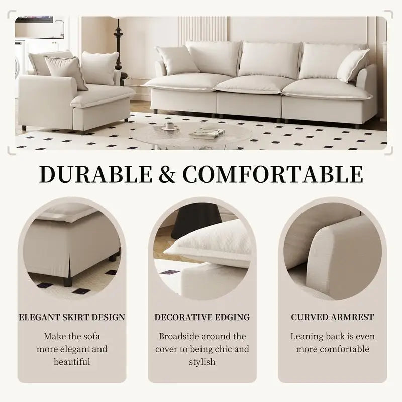 CN Sichuan Chenille Sofa Set With Throw Pillows Living Room