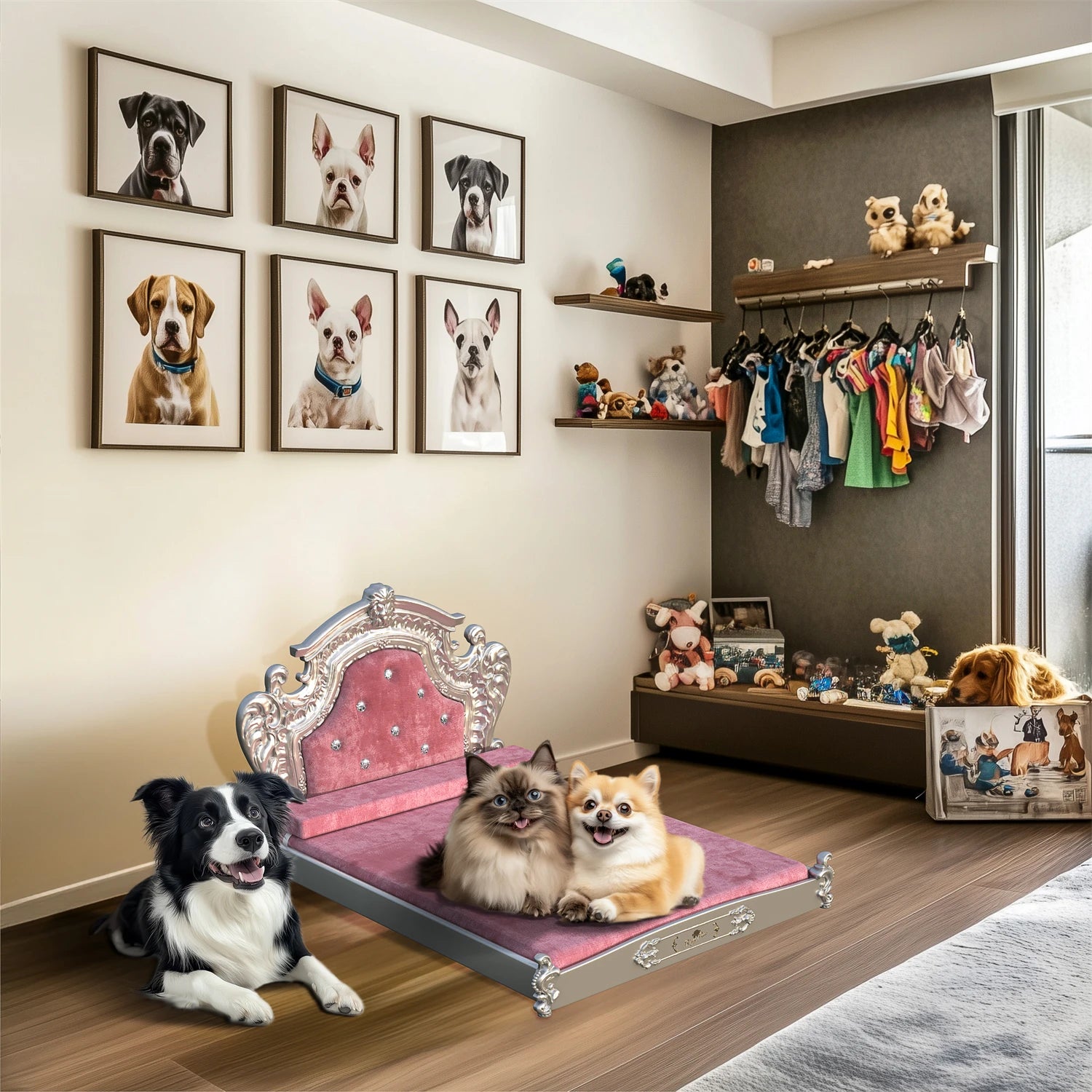 BINGOPAWCN Luxury Dog Cat Bed With Washable Dutch Velvet Cover