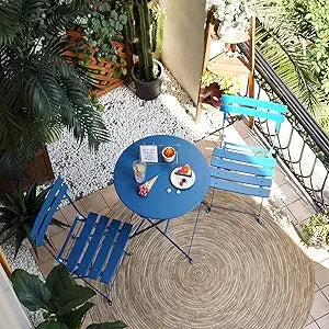 3-Piece Folding Bistro Set Weather-Resistant Outdoor Indoor Conversation Set for Patio