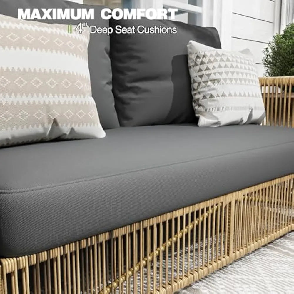 DAFIFY Outdoor Patio Furniture Set Four Pieces Cushions