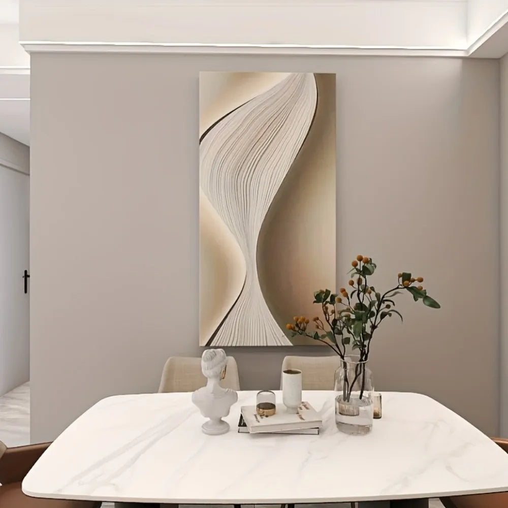 Modern Abstract Silk Canvas Wall Art With Pine Frame