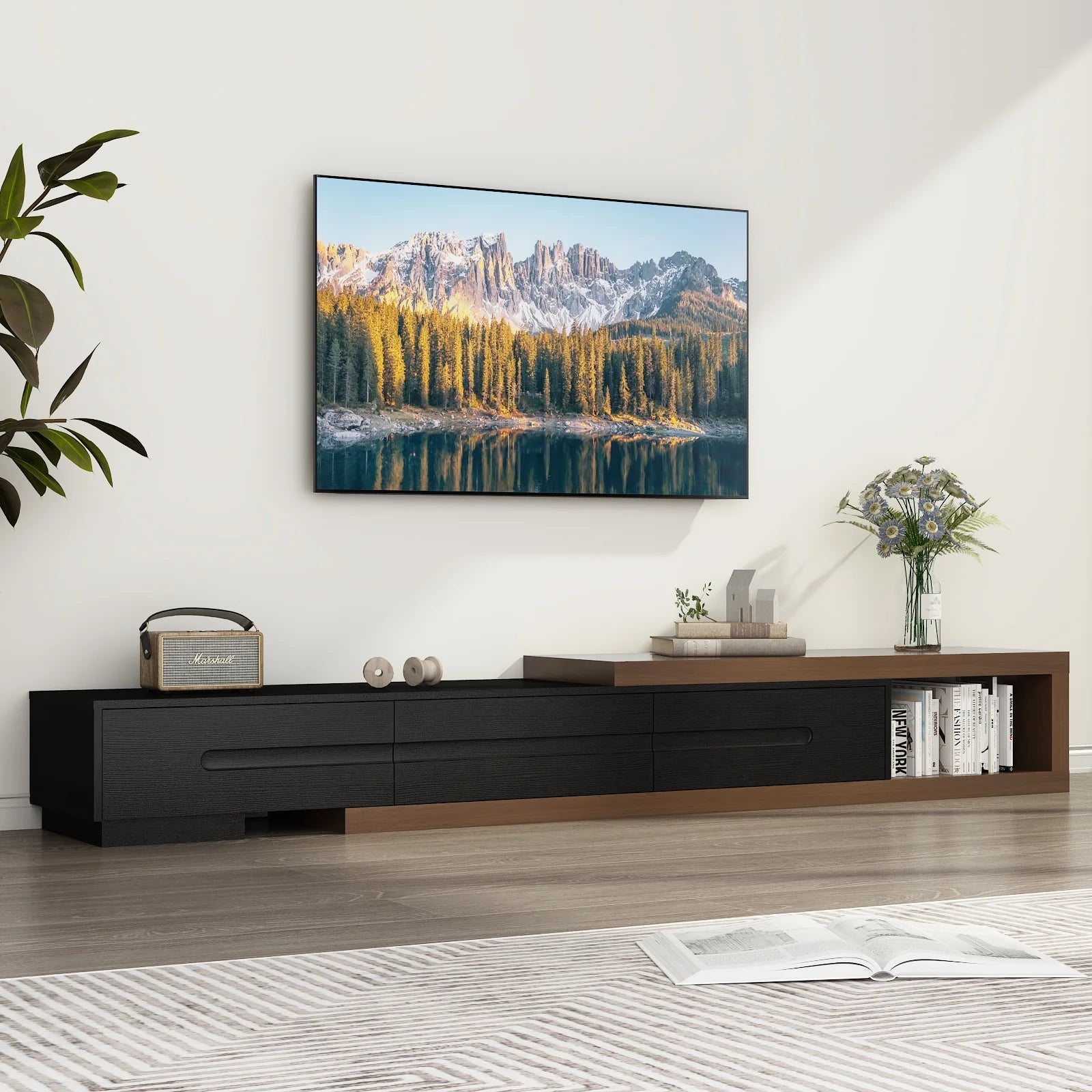 QiaoShiRen Extendable TV Stand With Storage And Drawers