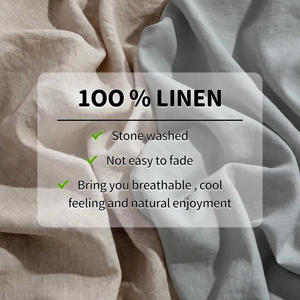LBRO2M Linen Sheet Set 4 Piece Bed Sheets For Better Sleep
