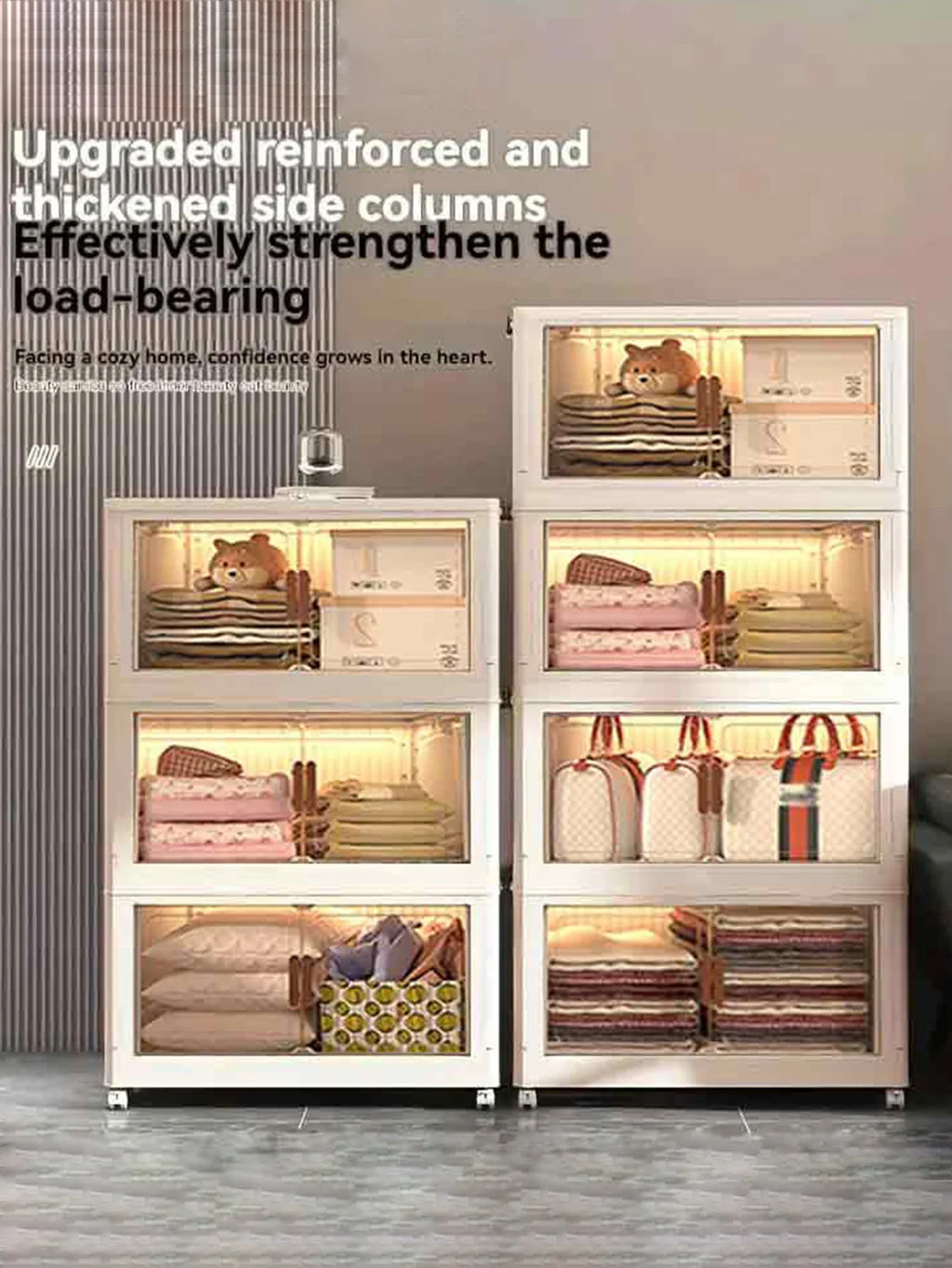 Versatile 5 Layer Folding Storage Cabinet Magnetic Doors