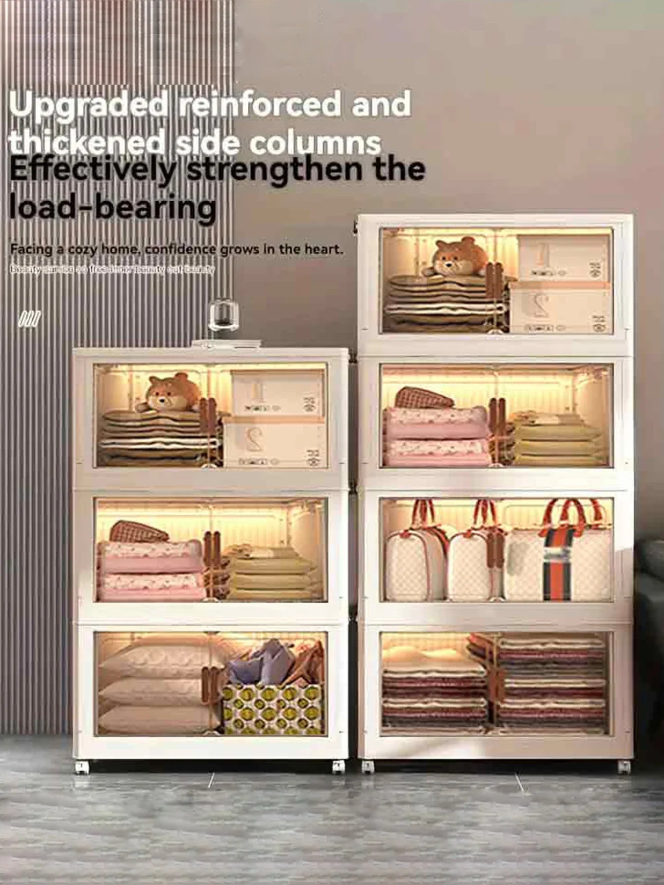 Versatile 5 Layer Folding Storage Cabinet Magnetic Doors