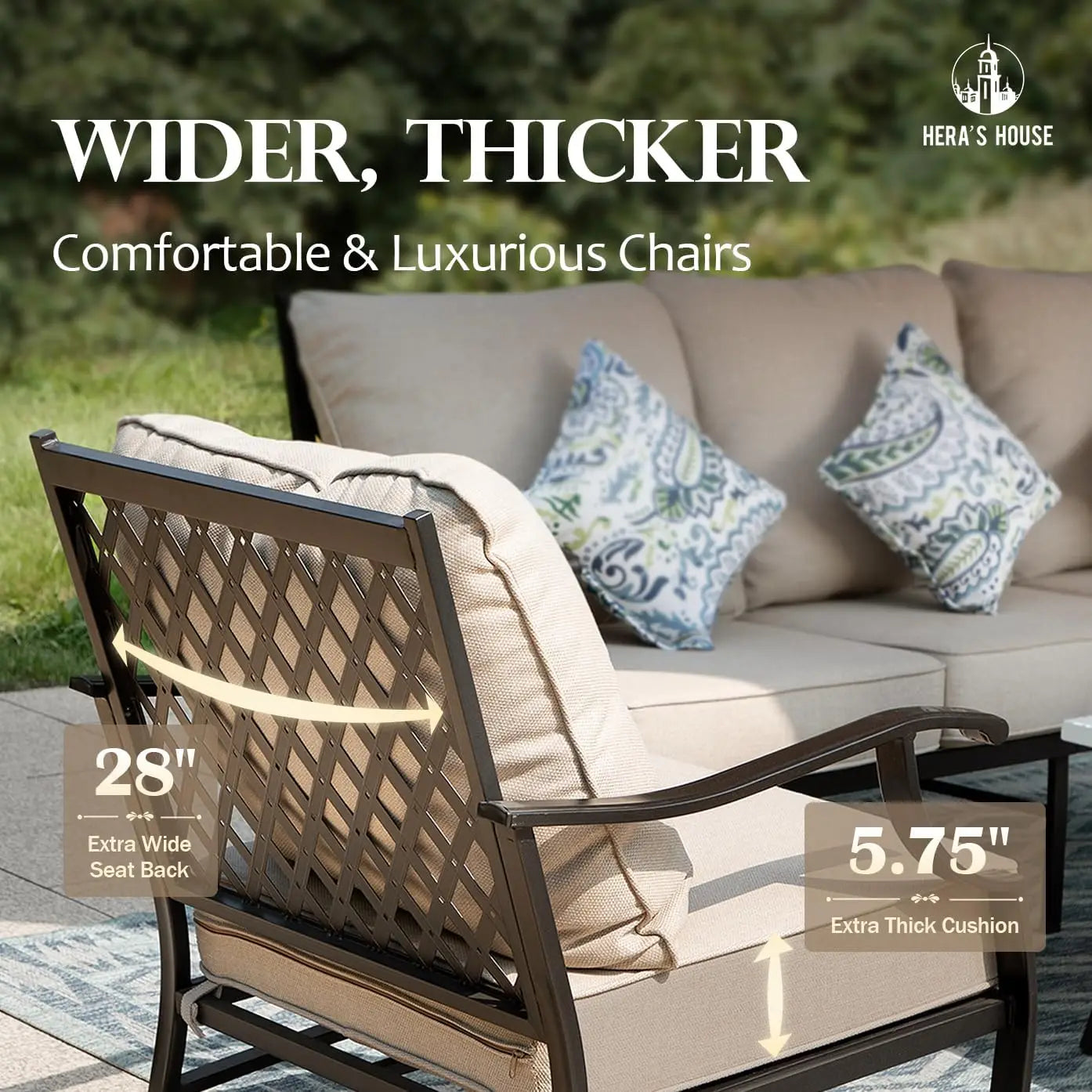 XMSJ Patio Conversation Set 5 Pieces Cushioned Outdoor Seating