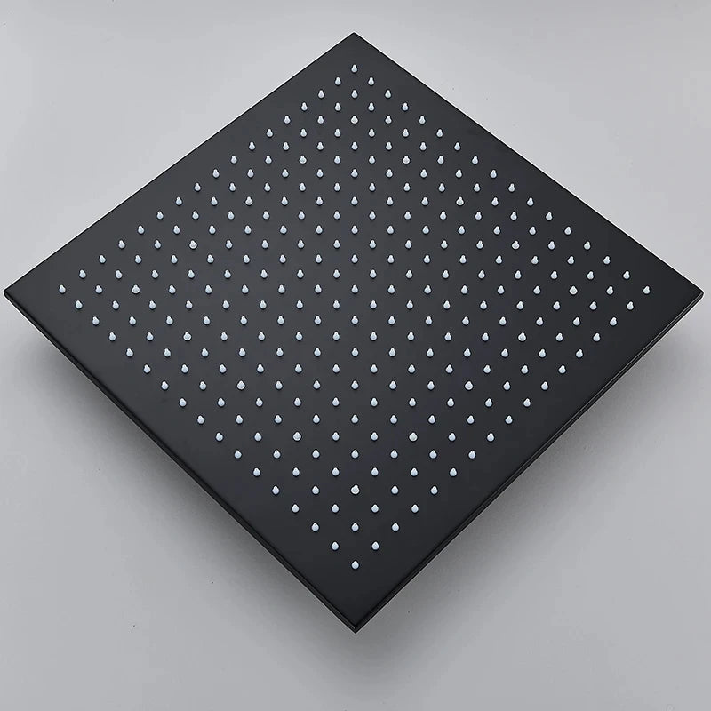 Rainfall Shower Head LED Light 12/16" Large Brass Rainfall Shower Faucet Head Square Shape/Color Changed