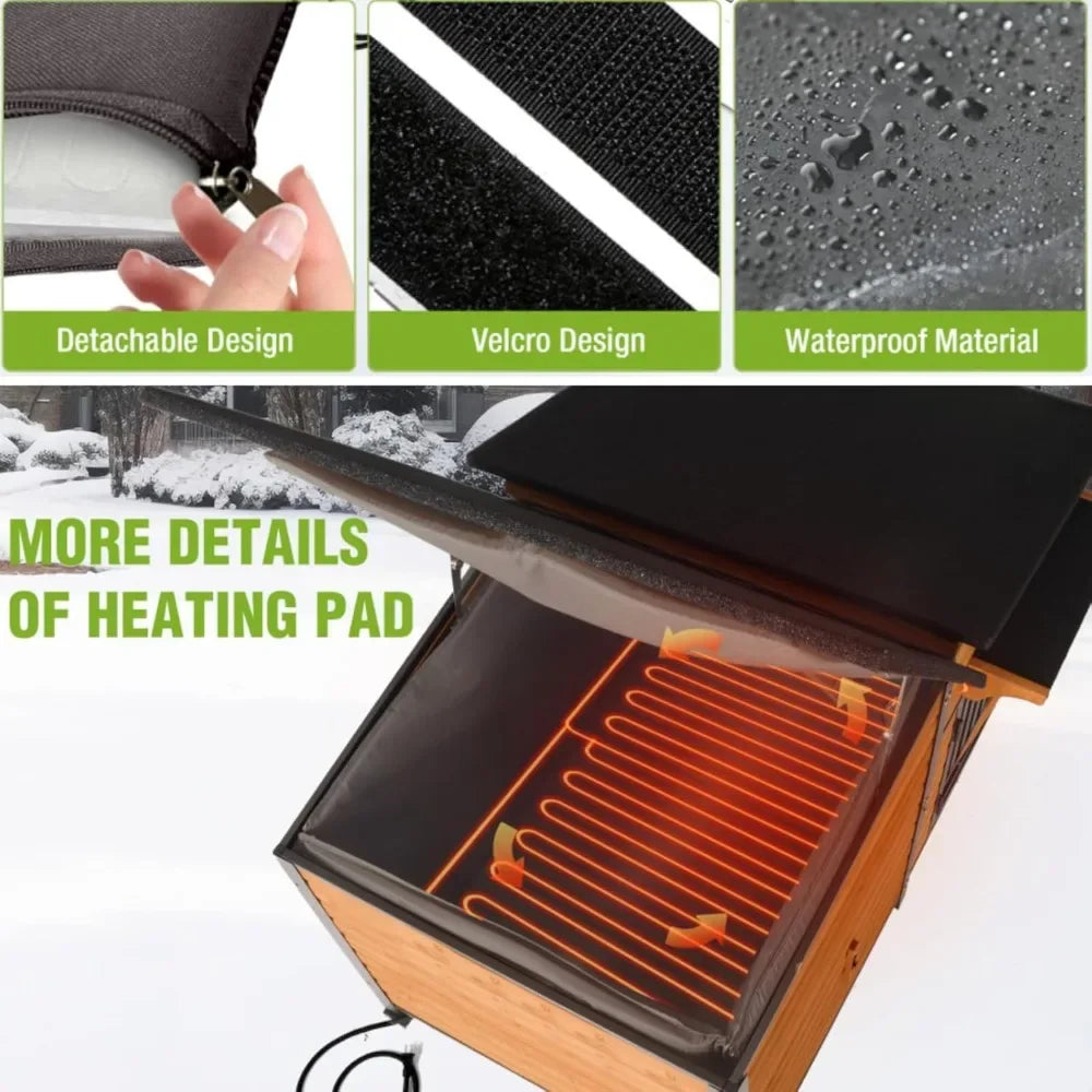 Insulated Outdoor Heated Dog House With Heating Pad And Weatherproof Shelter