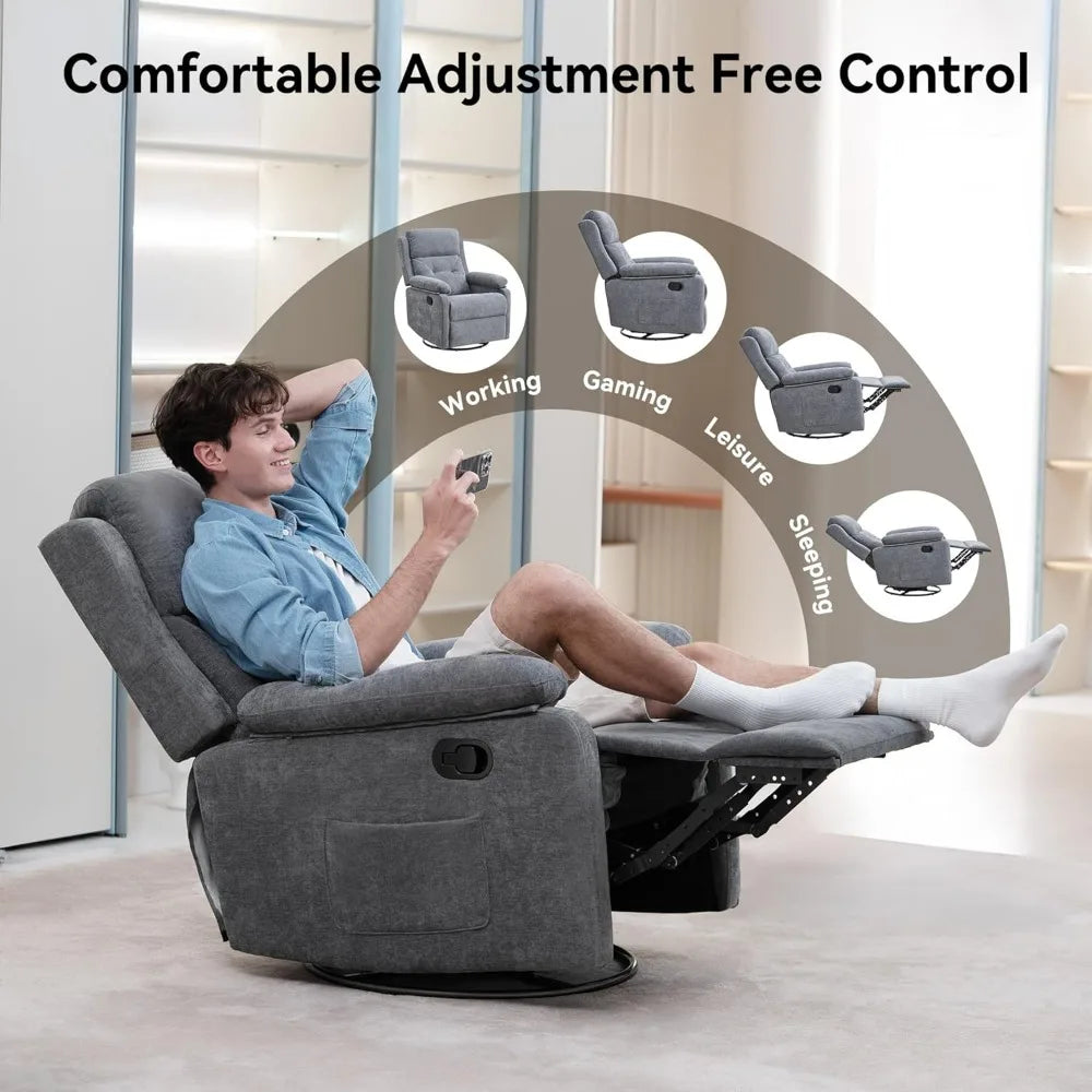ANGDUO Swivel Rocker Recliner Chair Adjustable Backrest