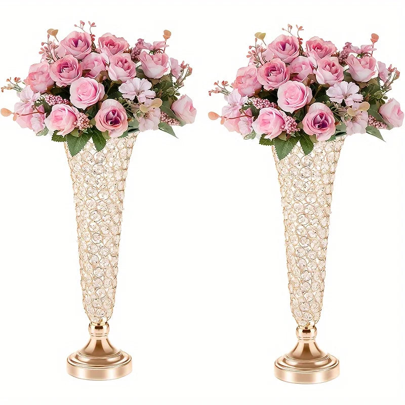 Function Two Crystal Vases Set for Elegant Centerpiece Decor