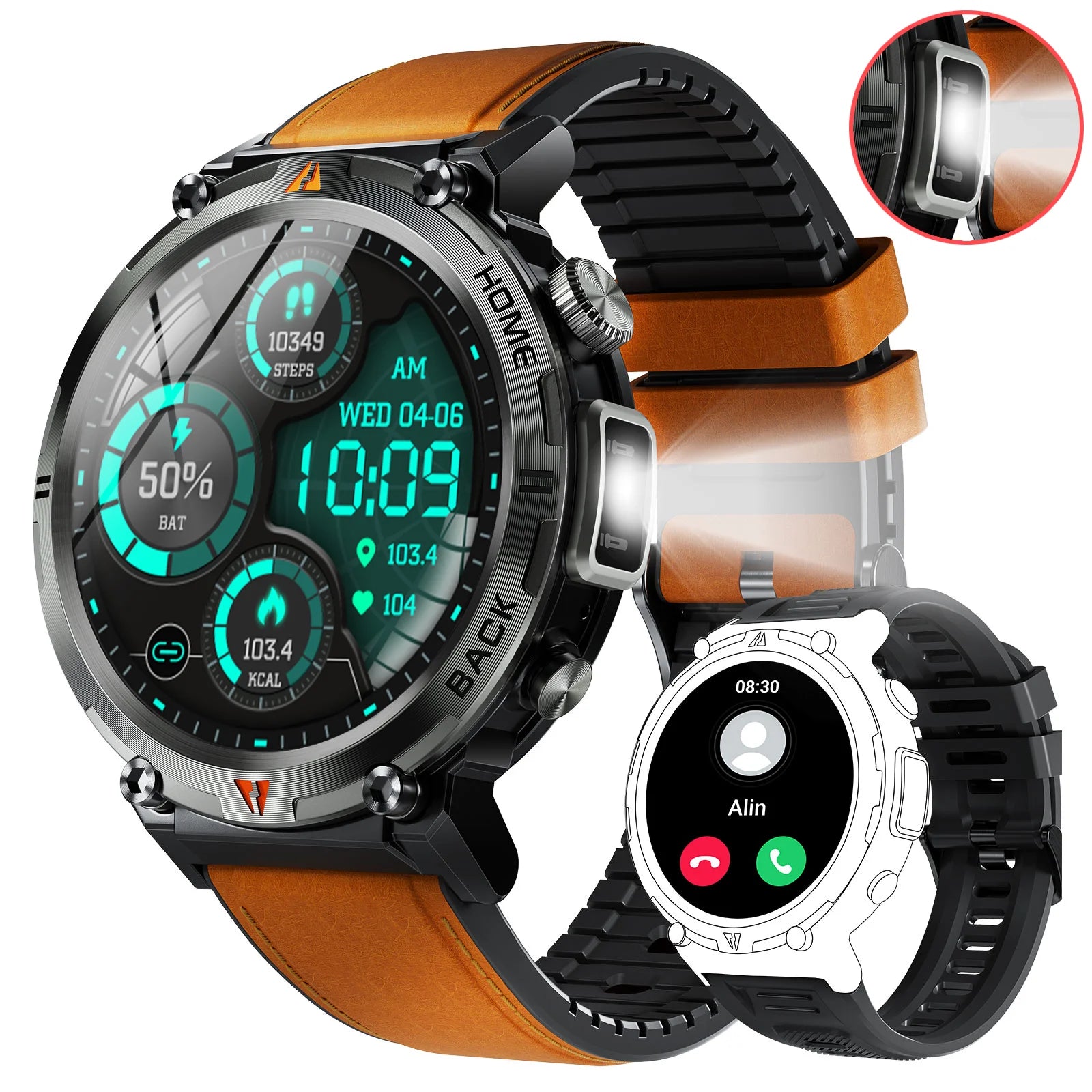 EIGIIS KE3 Smartwatch For Men With Health Monitor And Flashlight