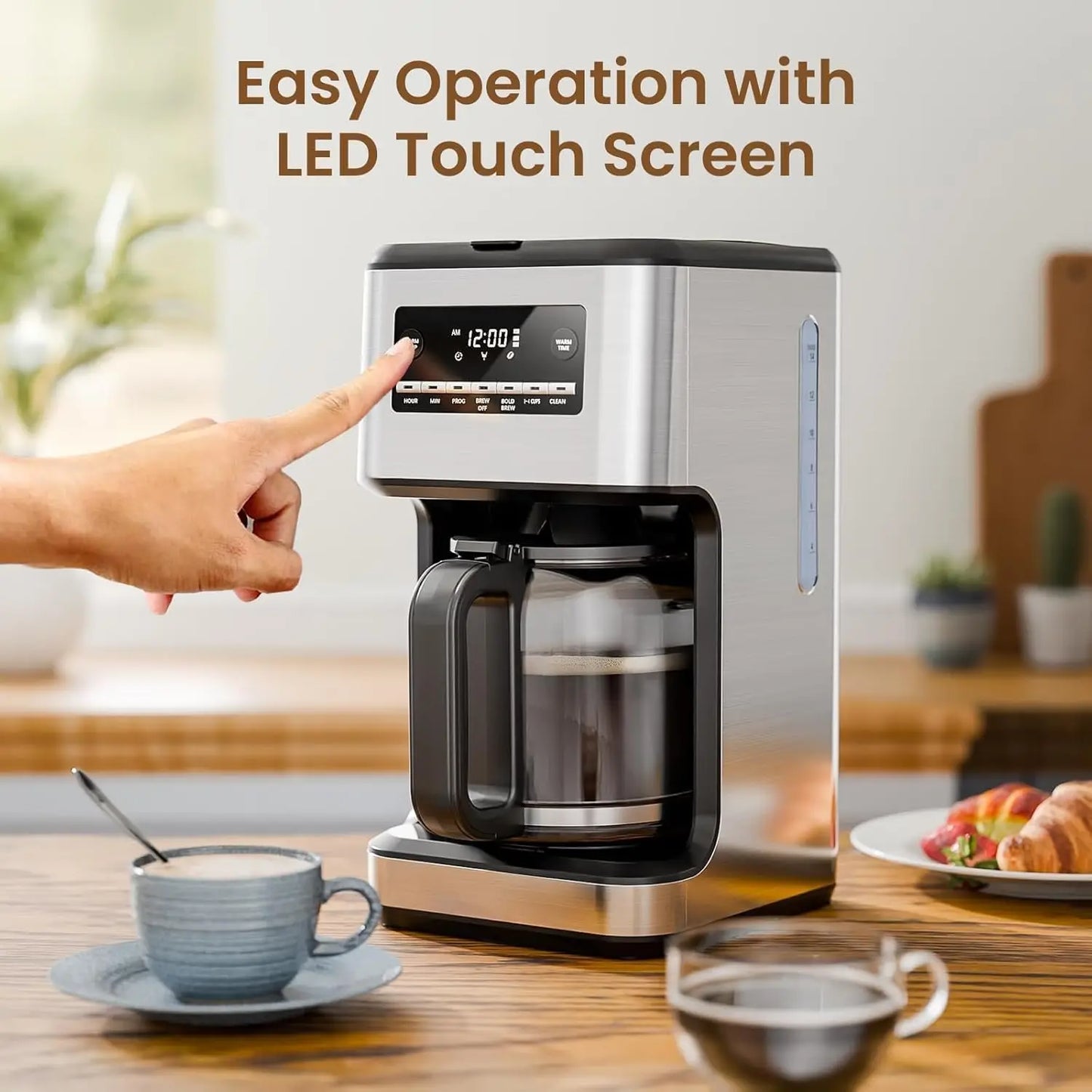 Coffee Maker, 14-Cup Programmable Drip Coffee Makers with Reusable Filter & Keep Hot Plate, Auto Pause Small Coffee Machines