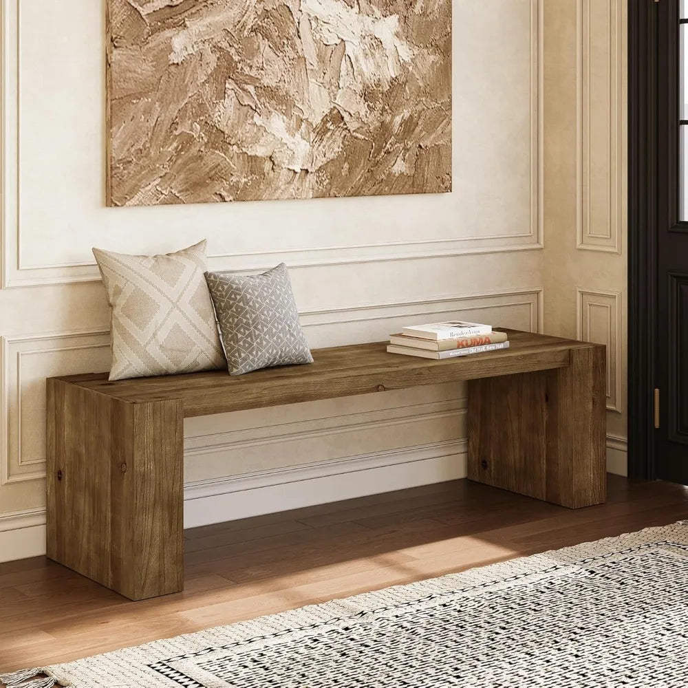 Farmhouse Solid Wood Entryway Bench TV Stand Frame