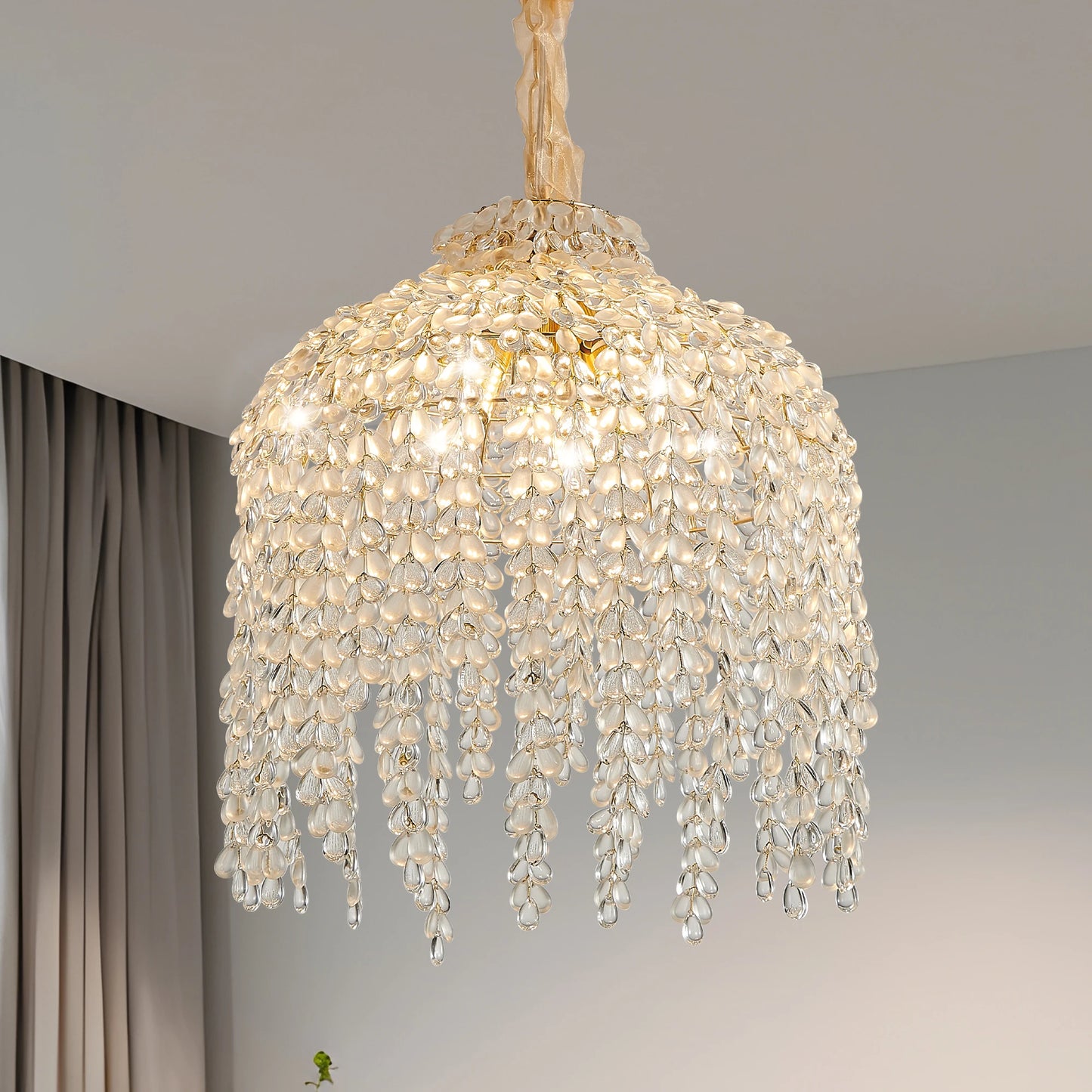 ARLGSITE Five-Light Crystal Pendant Chandelier Waterfall Design