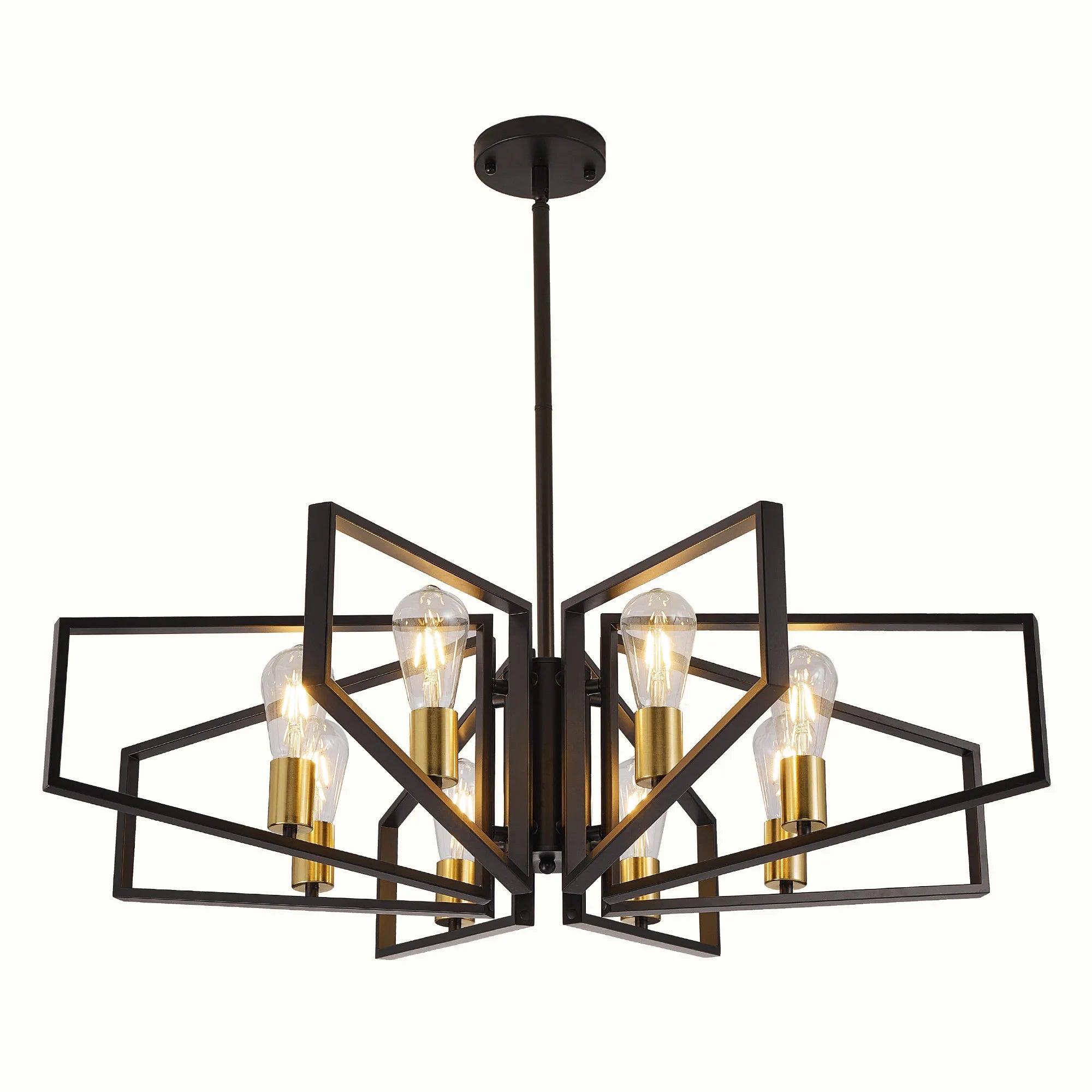 Modern Geometric 8 Light Chandelier With Adjustable Height Pendant