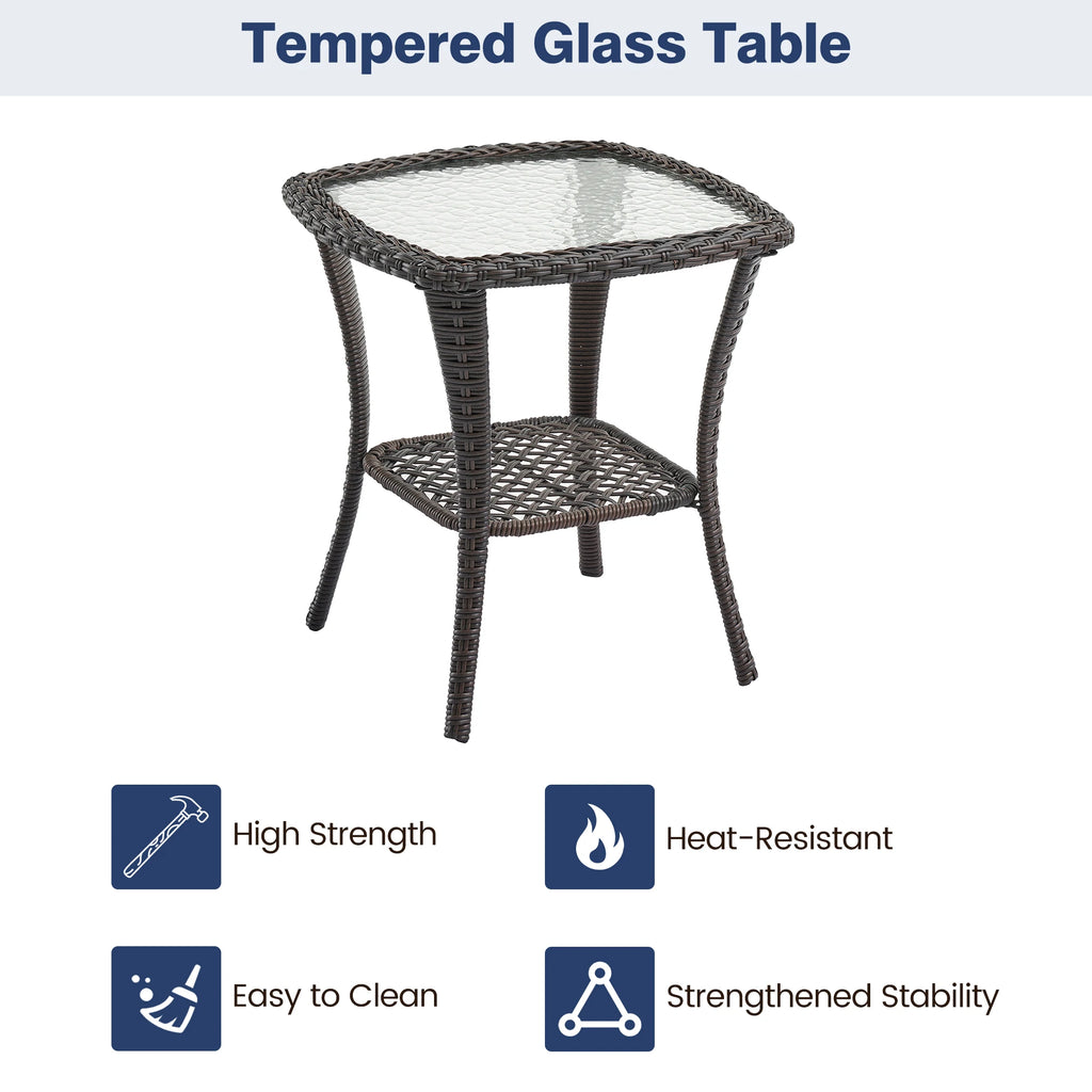 HobbyLane Outdoor Wicker Swivel Chair Set With Rattan Side Table