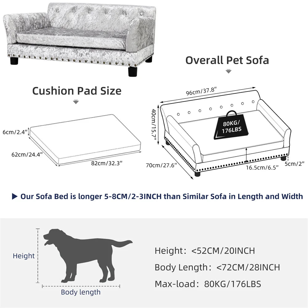 BORWARTCN Heavy Duty Pet Sofa Raised Dog Bed Removable Cover