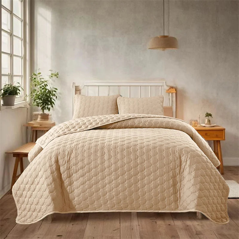 NONECN Lightweight Polyester Cotton Bedspread Coverlet Set With Pillow Shams