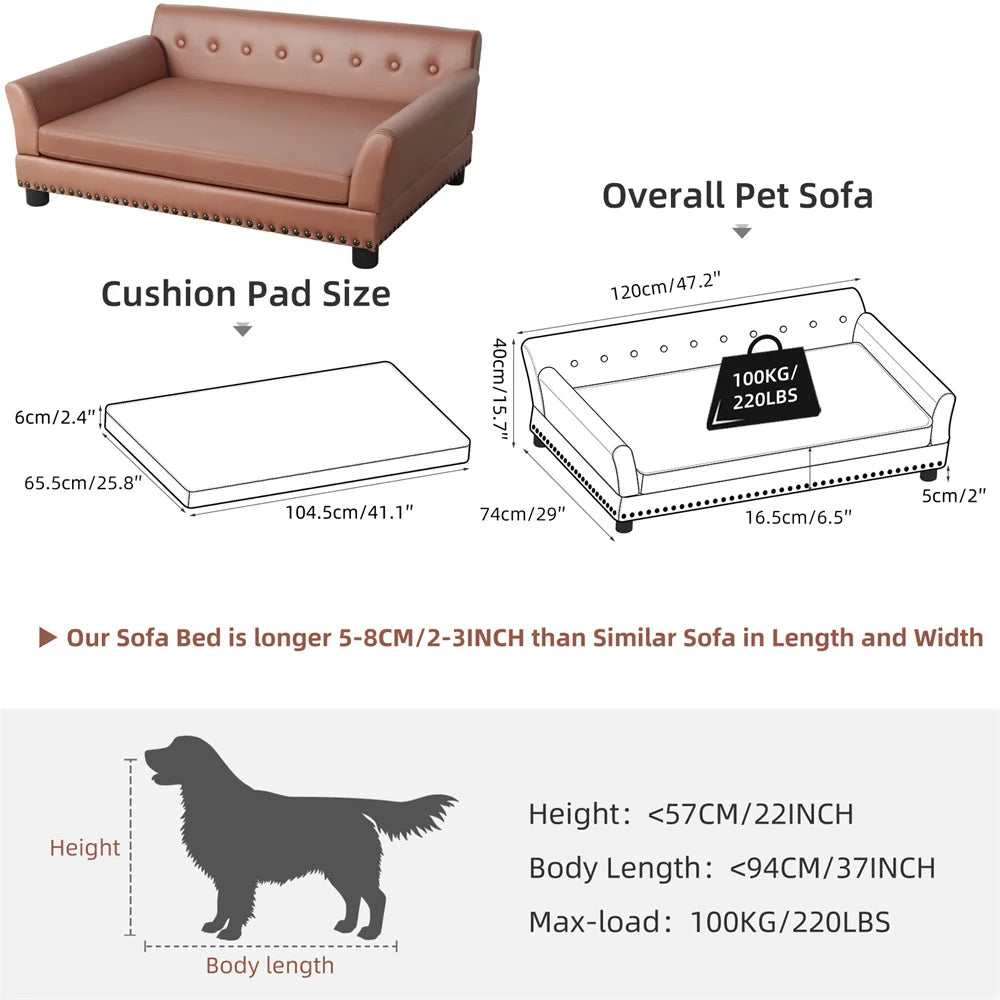 BORWARTCN Heavy Duty Pet Sofa Raised Dog Bed Removable Cover
