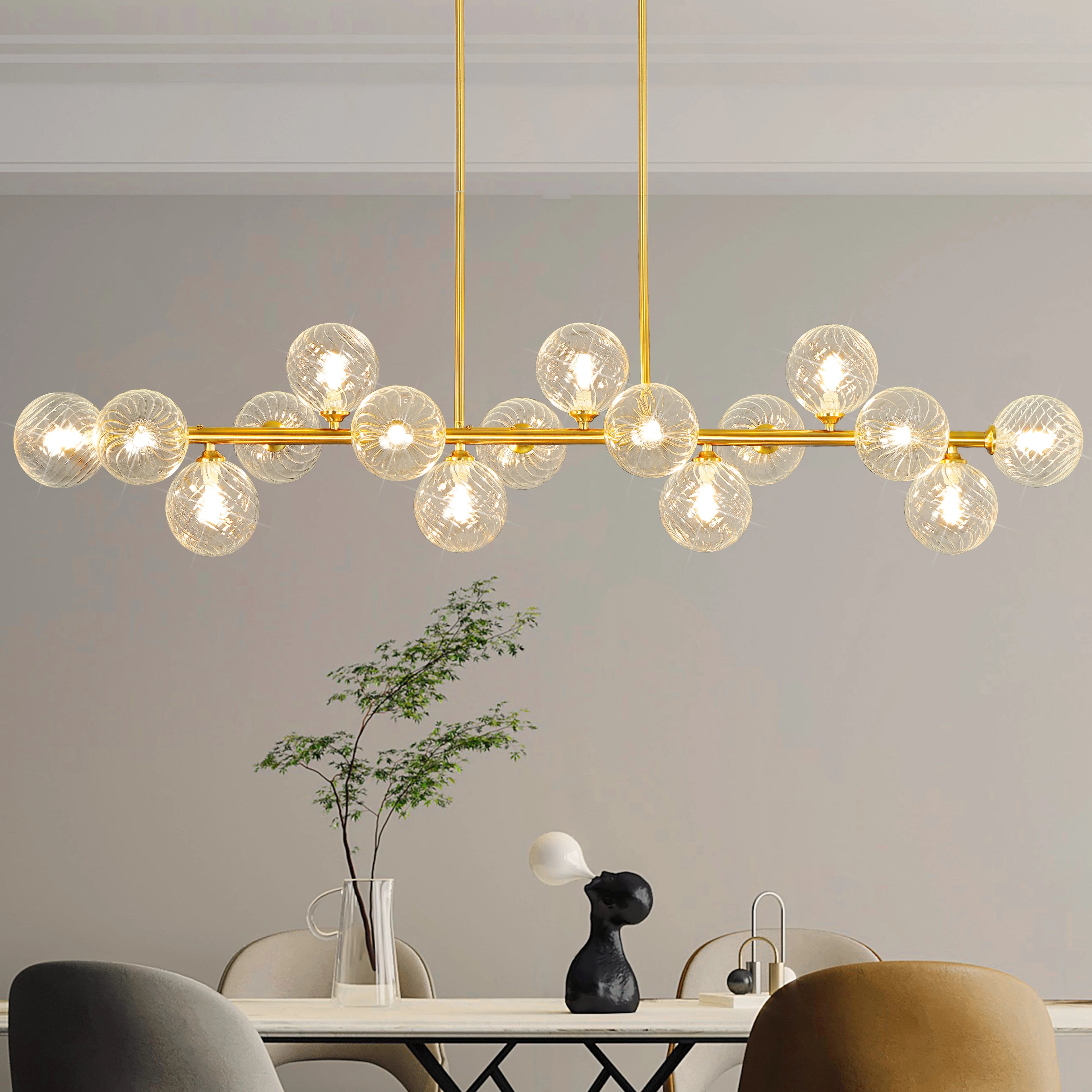 Mid Century Modern Chandelier 16-Lights Sputnik Chandelier 54in Chandelies for Dining Room Kitchen Isalnd Lighting