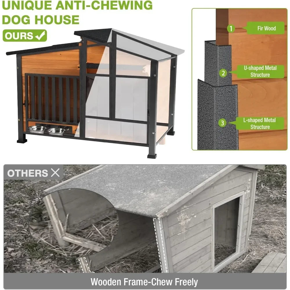Insulated Outdoor Heated Dog House With Heating Pad And Weatherproof Shelter