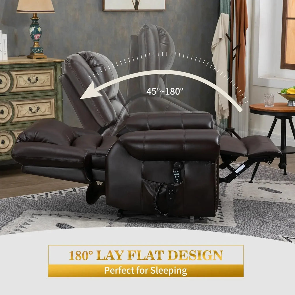 Dual Motor Power Lift Chair, Lay Flat Recliner Chair, Electric Recliner with Massage and Heat for Elderly, Remote Control,