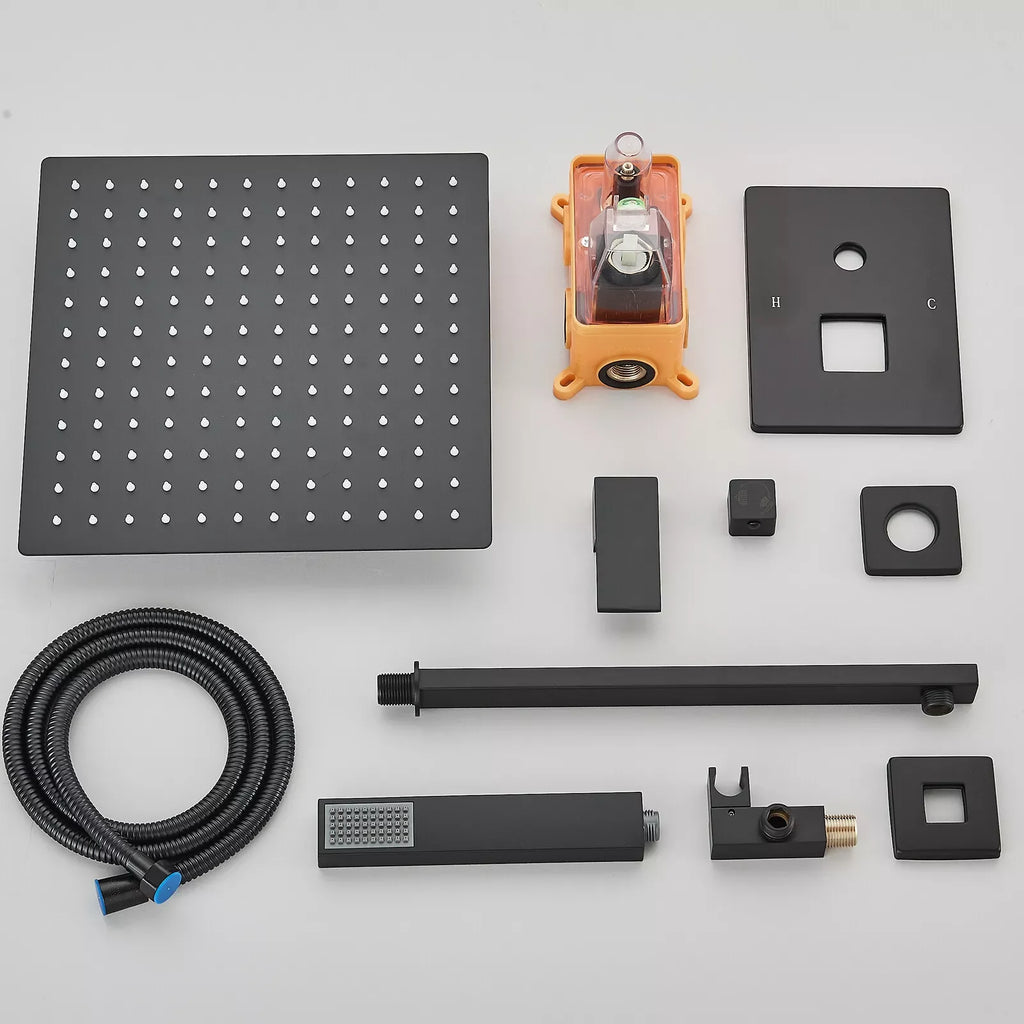 MYQualife Wall Mount Shower Faucet Rainfall Mixer Tap With Sprayer