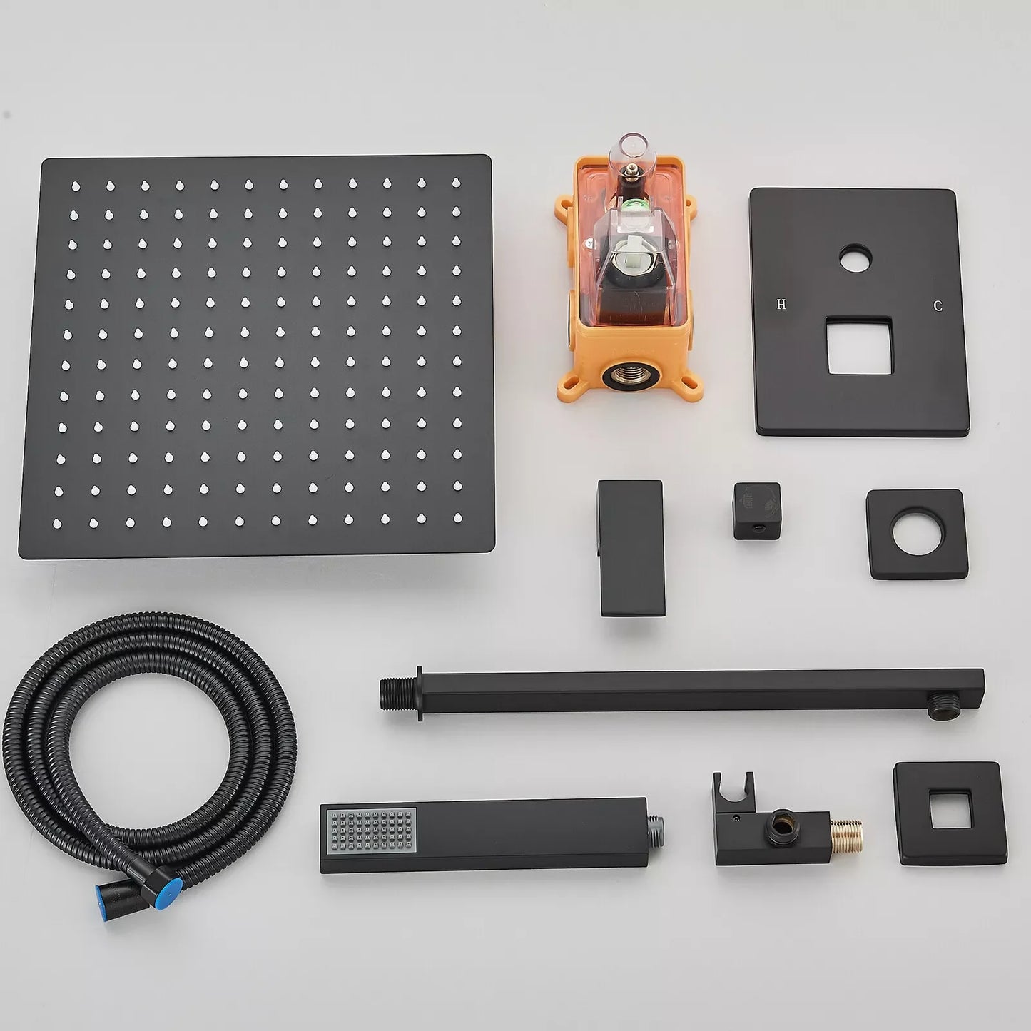 MYQualife Wall Mount Shower Faucet Rainfall Mixer Tap With Sprayer