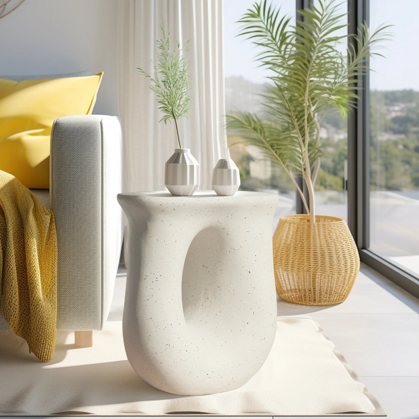 U Shaped Geometric Side End Table Coffee Table Nightstand Accent