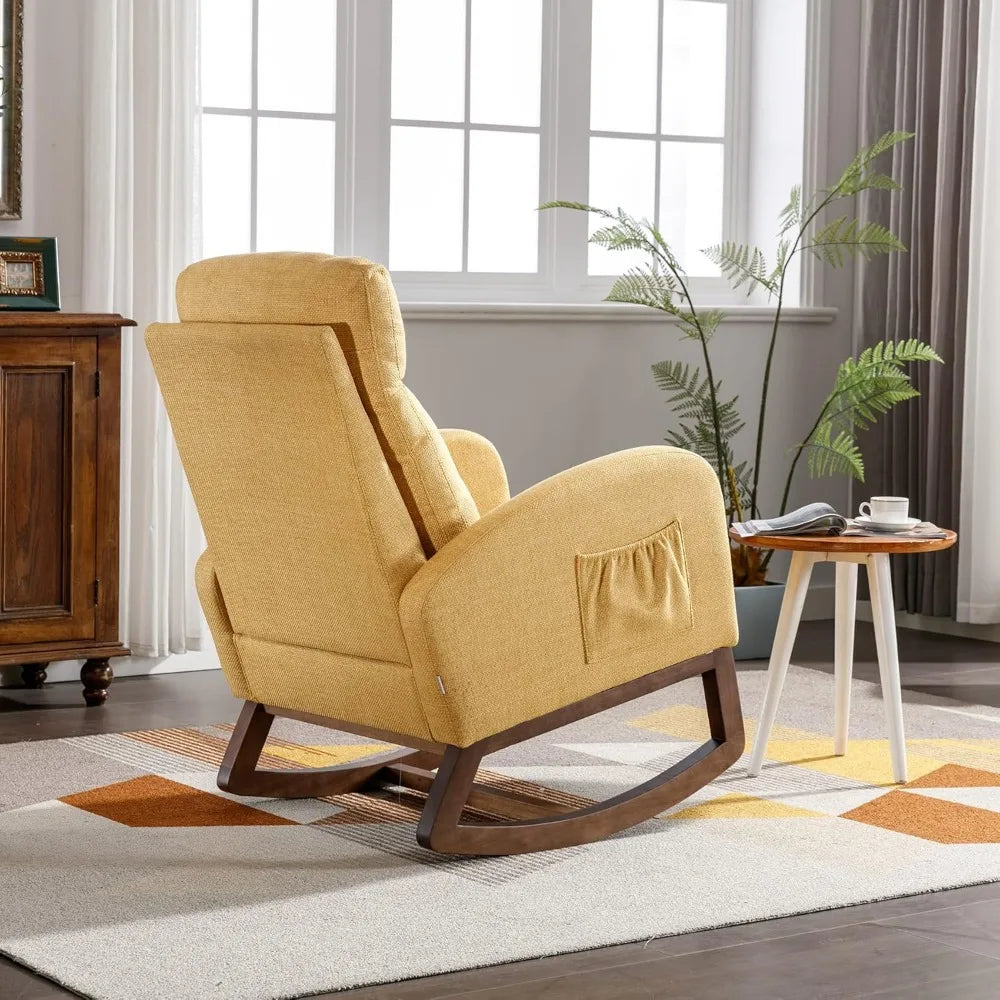 RBXC Nursery Rocking Chair Upholstered Glider With High Backrest