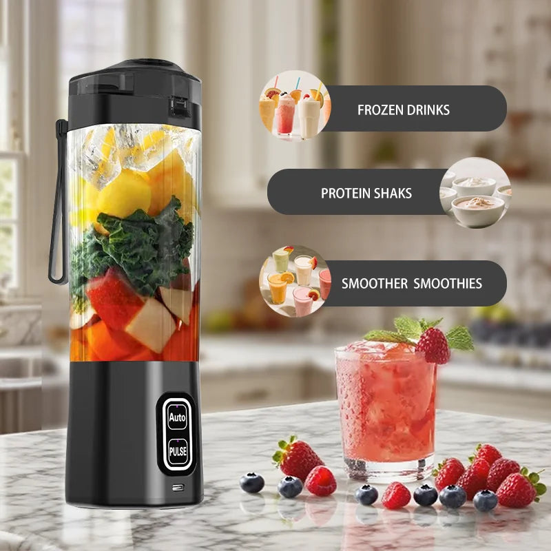 KIRAINAFLY Portable USB Rechargeable Juicer Blender 6 Blades
