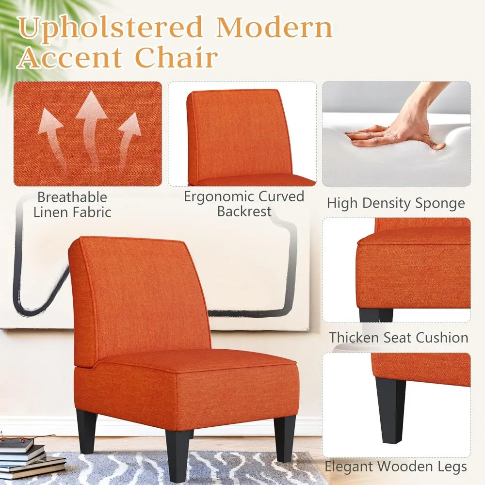 ZHUXIANG Set Of 2 Modern Accent Chairs Armless With Wood