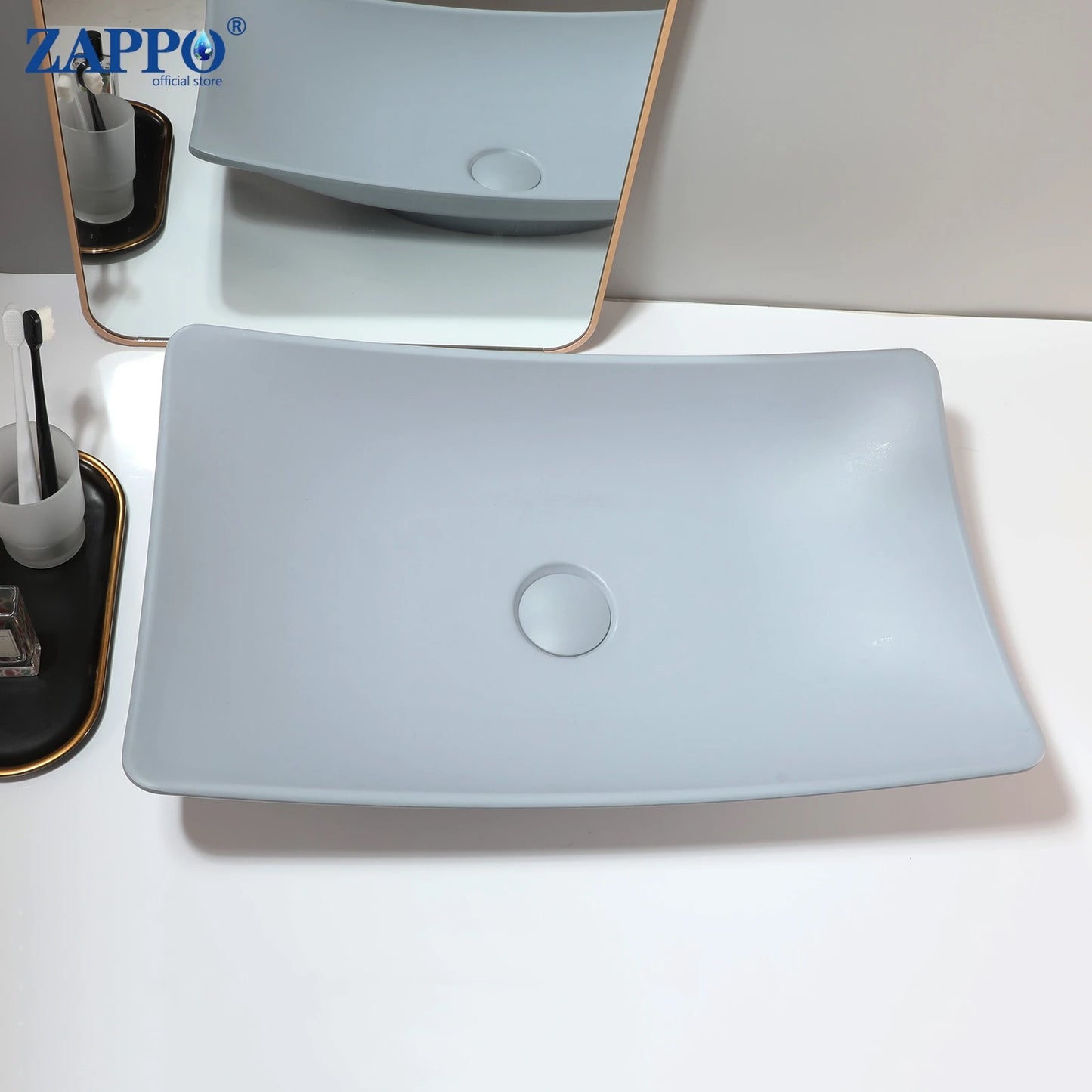 ZAPPO Bathroom Vessel Sink With Drain Bathroom Stone Resin Washbasin Round Above Counter Bowl Sinks for Bar Hotel (No Faucet)