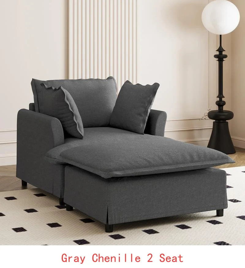 CN Sichuan Chenille Sofa Set With Throw Pillows Living Room